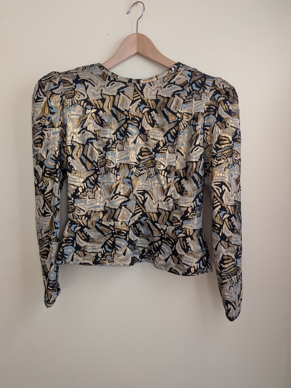 Prophecy Vintage 80/90s Metallic Gold Brocade Button Back Top Size 10.